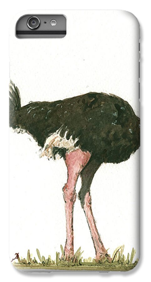 Ostrich Bird iPhone 6s Plus Case featuring the painting Ostrich Bird by Juan Bosco