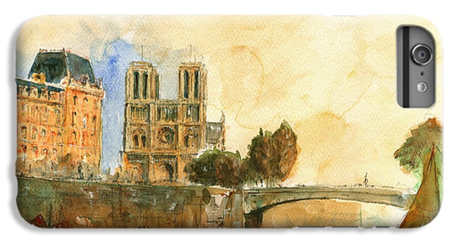 Paris Art iPhone 6s Plus Case featuring the painting Paris watercolor by Juan Bosco