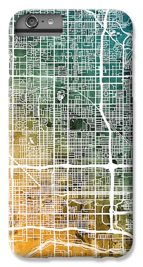 Phoenix iPhone 6s Plus Case featuring the digital art Phoenix Arizona City Map by Michael Tompsett