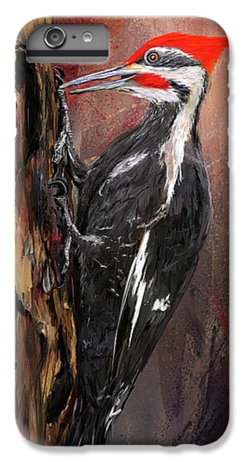Pileated Woodpecker iPhone 6s Plus Case featuring the painting Pileated Woodpecker Art by Lourry Legarde