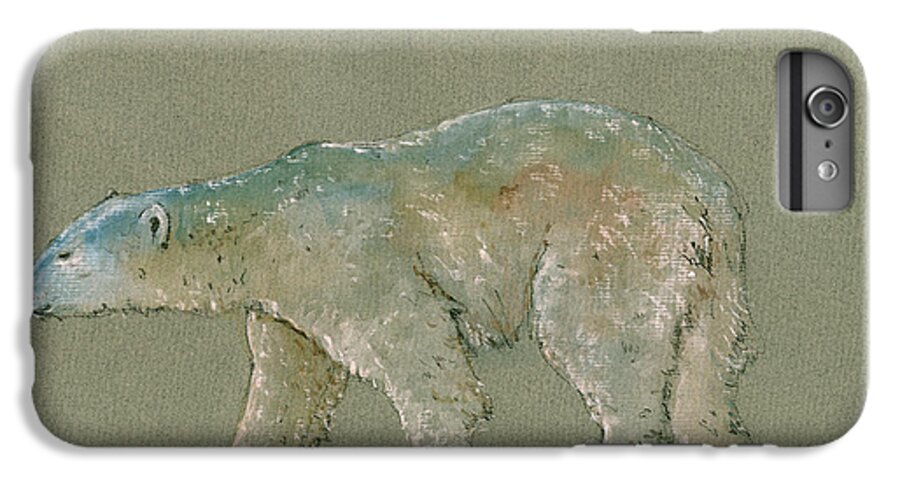 Polar Bear iPhone 6s Plus Case featuring the painting Polar bear original watercolor painting art by Juan Bosco