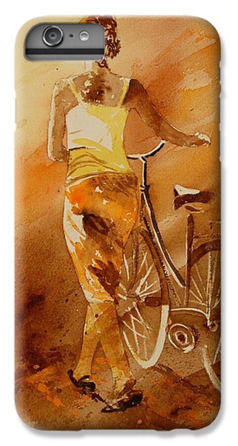 Figurative iPhone 6s Plus Case featuring the painting Watercolor With My Bike by Pol Ledent