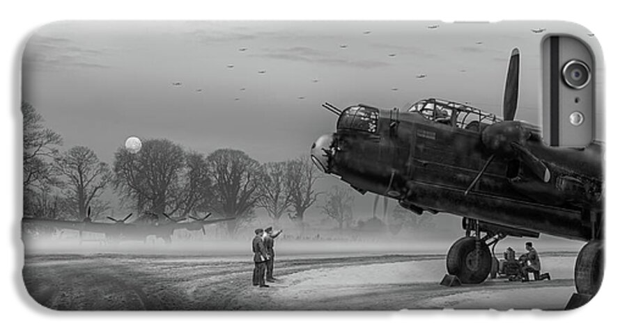 Avro 638 Lancaster iPhone 6s Plus Case featuring the photograph Time to go - Lancasters on dispersal BW version by Gary Eason