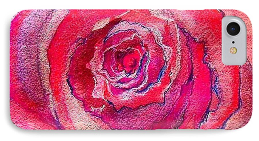 Rose Deep Pink iPhone 7 Case featuring the painting French Pink by Esther Woods