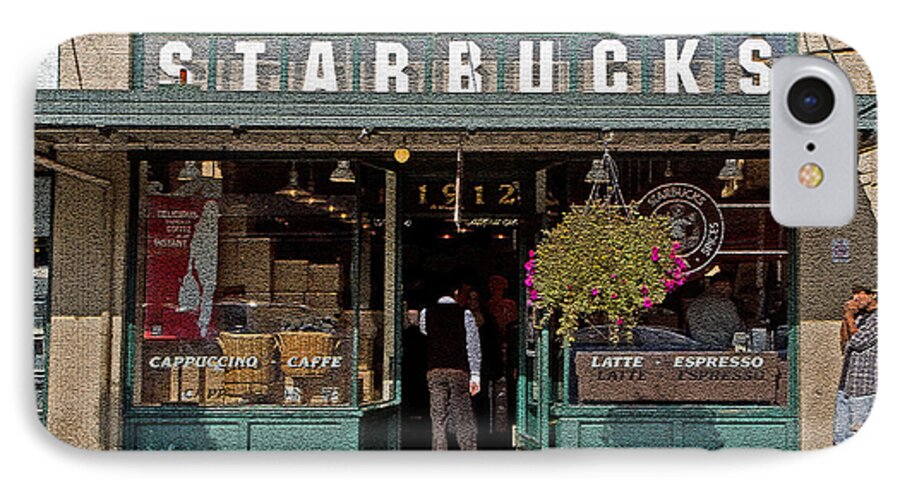 Coffee iPhone 7 Case featuring the photograph 0370 First Starbucks by Steve Sturgill