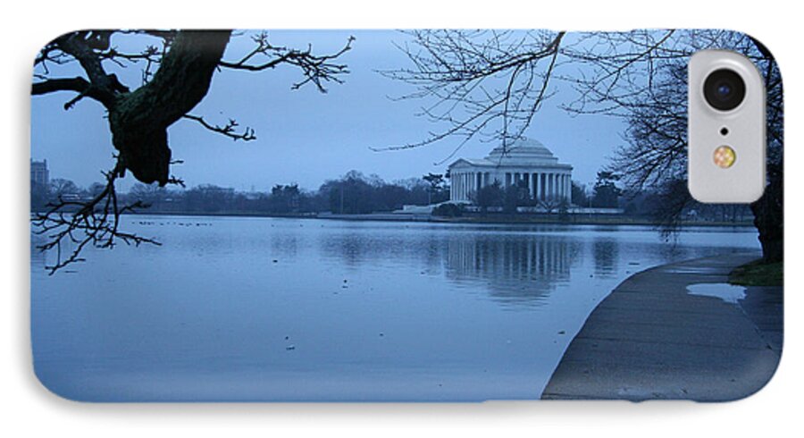Jefferson Memorial iPhone 7 Case featuring the photograph A Blue Morning For Jefferson by Cora Wandel