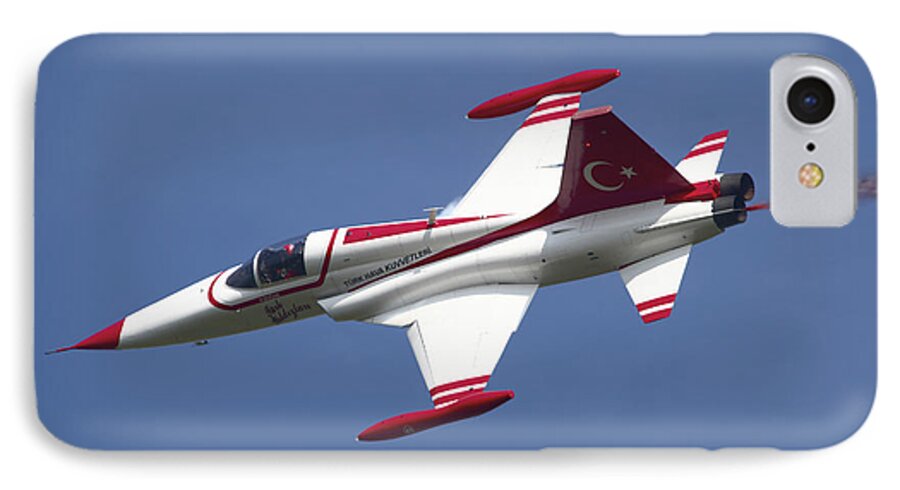 Horizontal iPhone 7 Case featuring the photograph An F-5 Jet Of The Turkish Stars #1 by Timm Ziegenthaler