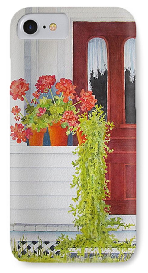 Door iPhone 7 Case featuring the painting Come On In by Mary Ellen Mueller Legault