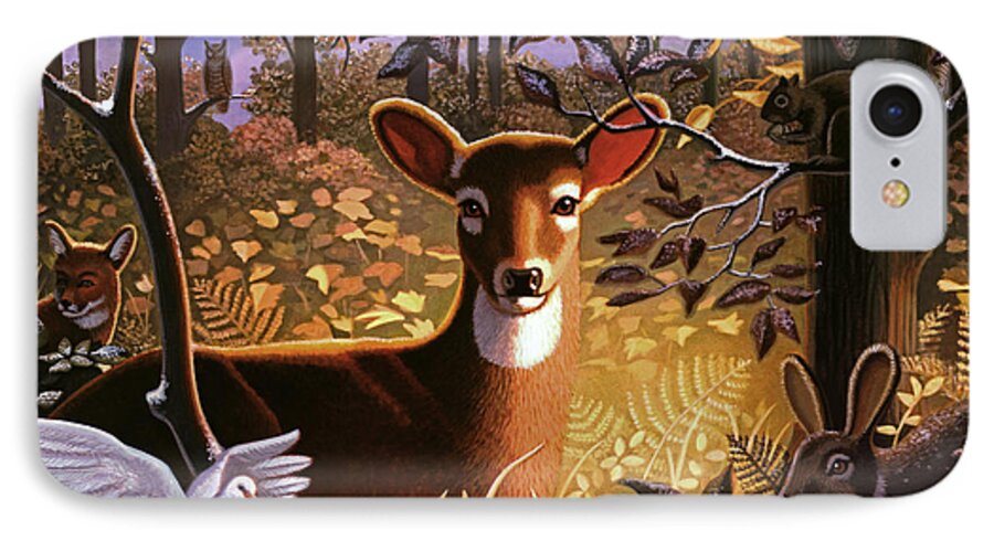 Forest Animals iPhone 7 Case featuring the painting Deer in the Forest by Robin Moline