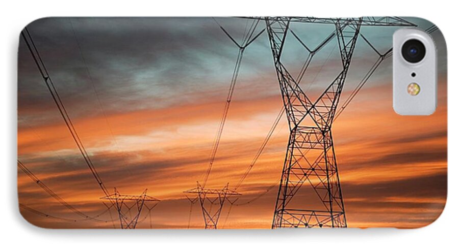 Power Cable iPhone 7 Case featuring the photograph Electricity Pylons #1 by Jim West