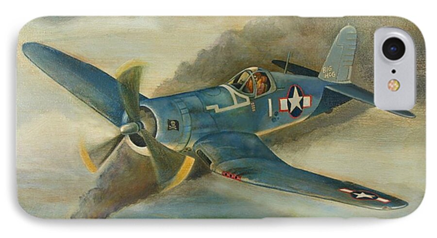 Aviation iPhone 7 Case featuring the painting F4U Corsair by Stuart Swartz