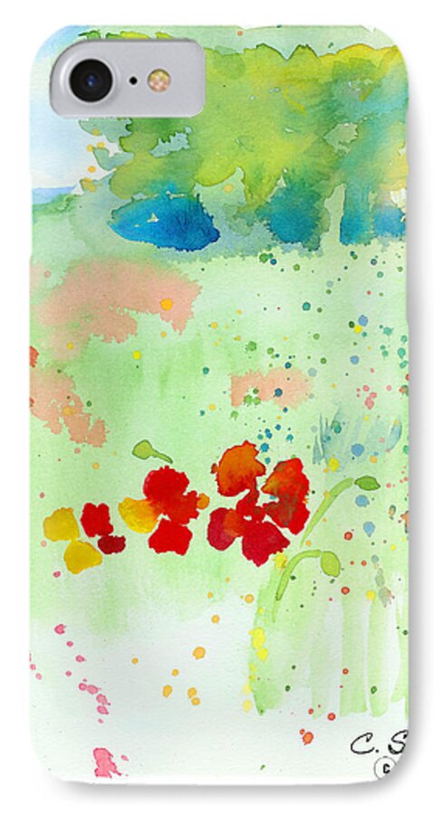 C Sitton Painting Paintings iPhone 7 Case featuring the painting Field of Flowers #1 by C Sitton