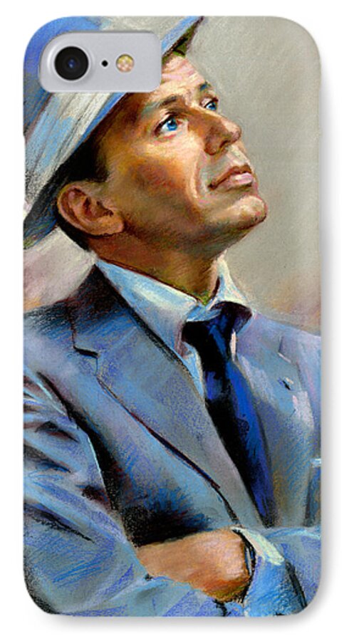 Francis Frank Sinatra American Singer Actor Strangers In The Night In The Wee Small Hours Songs For Swingin' Lovers Come Fly With Me Only The Lonely Nice 'n' Easy Presidential Medal Of Freedom Congressional Gold Medal Grammy Awards My Way A Man And His Music iPhone 7 Case featuring the pastel Frank Sinatra #1 by Ylli Haruni