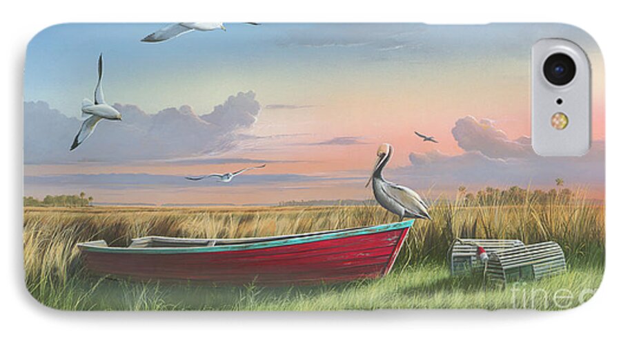 Sunrise iPhone 7 Case featuring the painting Gathering at Sunrise by Mike Brown