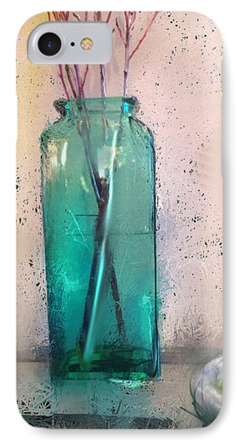 Vase iPhone 7 Case featuring the mixed media Green Vase #1 by Russell Pierce