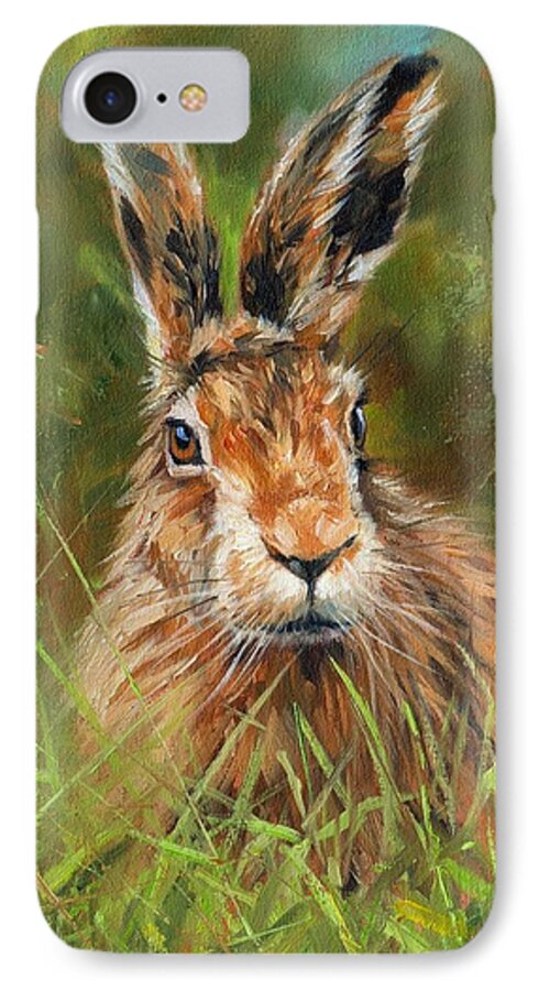 Animals iPhone 7 Case featuring the painting hARE #1 by David Stribbling