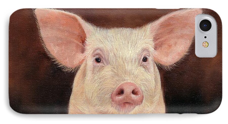 Pig iPhone 7 Case featuring the painting Pig #1 by David Stribbling