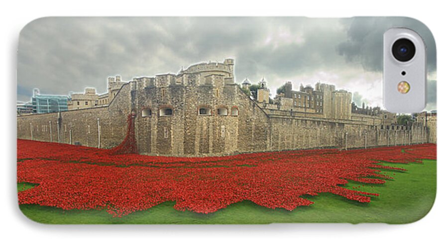 Poppies iPhone 7 Case featuring the photograph Poppies Tower of London collage #1 by David French