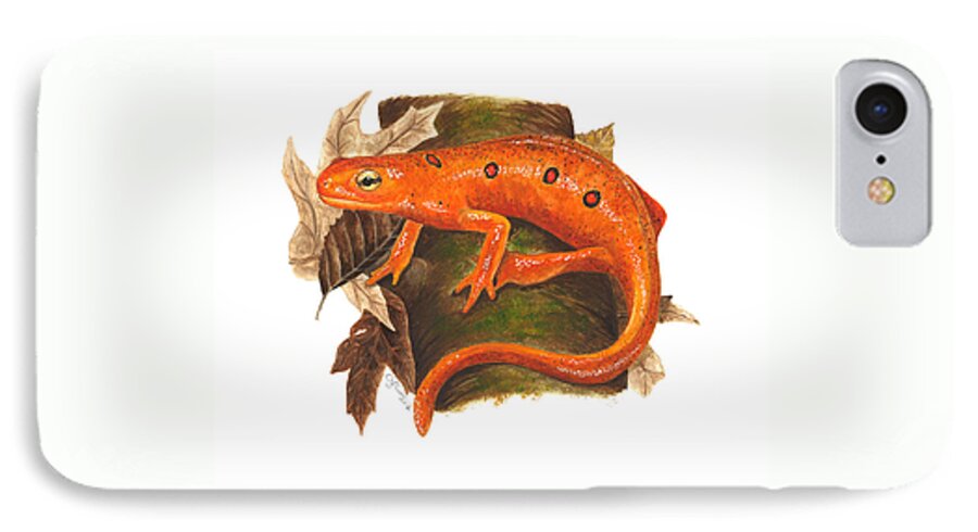 Red Eft iPhone 7 Case featuring the painting Red eft by Cindy Hitchcock