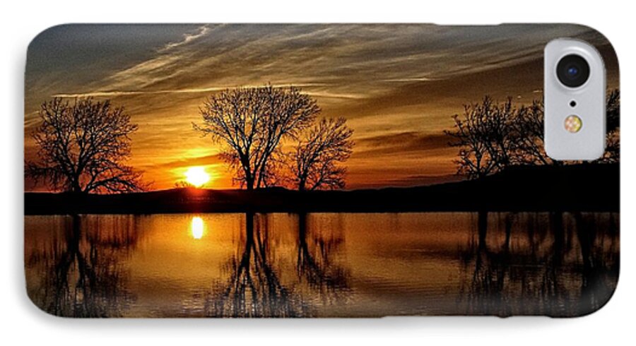 Landscape iPhone 7 Case featuring the photograph Sunrise at the Fishing Hole #1 by Fiskr Larsen