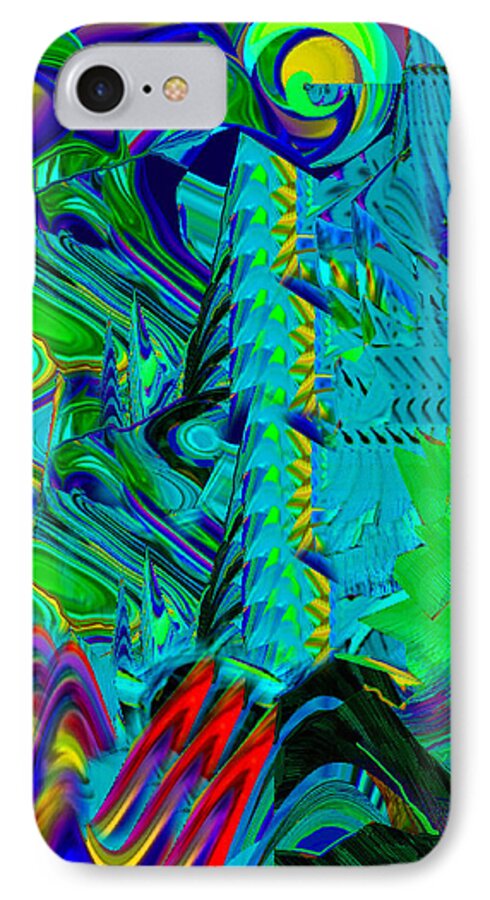 Abstract Vivid Colors iPhone 7 Case featuring the digital art Sunset Blue #1 by Phillip Mossbarger