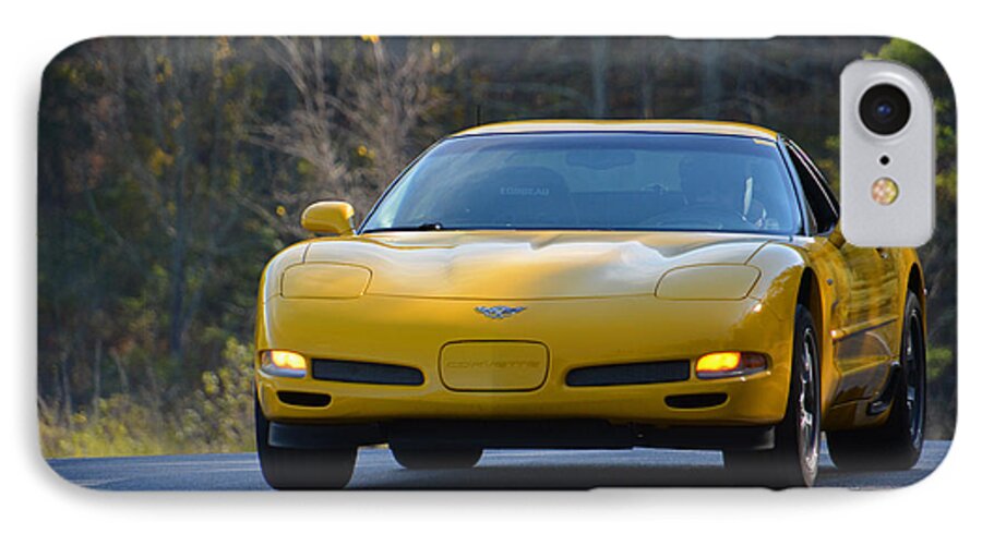 Corvette iPhone 7 Case featuring the photograph Yellow Corvette #2 by Mike Martin