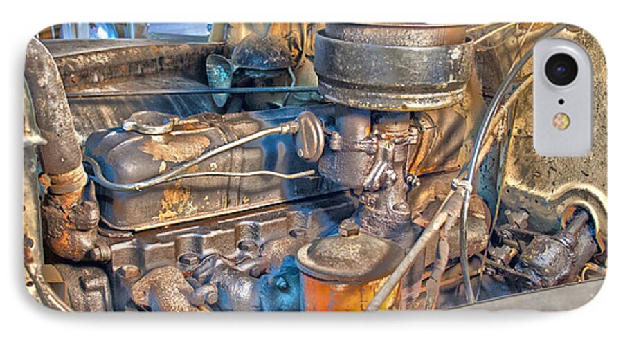 Hdr iPhone 7 Case featuring the photograph 1949 Chevy Truck Engine by D Wallace