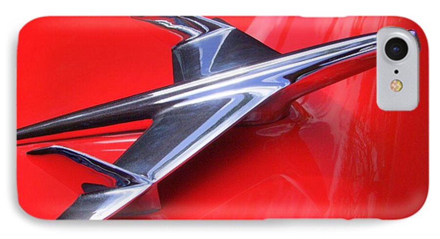 Chevy iPhone 7 Case featuring the photograph 1956 Chevy Hood Ornament by Mary Deal