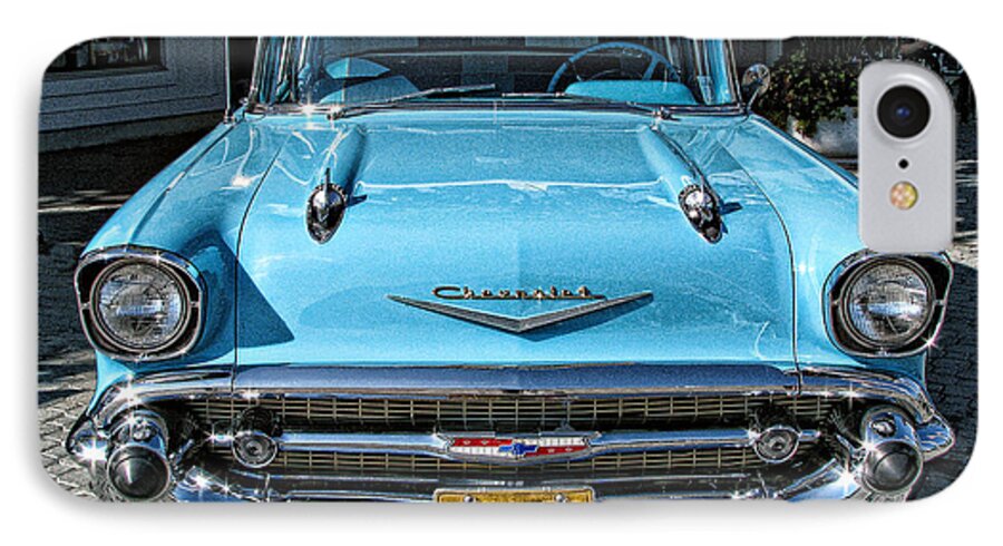 1957 Chevy Bel Air In Turquoise iPhone 7 Case featuring the photograph 1957 Chevy Bel Air in Turquoise by Samuel Sheats