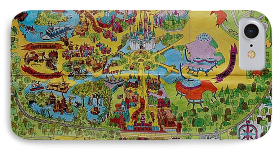 1971 iPhone 7 Case featuring the photograph 1971 Original Map Of The Magic Kingdom by Rob Hans