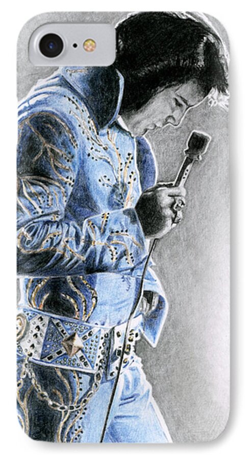 Elvis iPhone 7 Case featuring the drawing 1972 Light Blue Wheat Suit by Rob De Vries