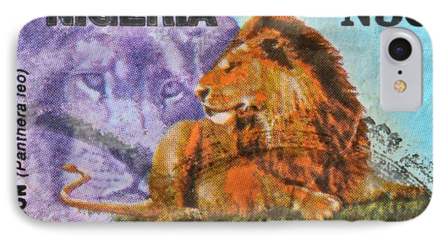 1993 iPhone 7 Case featuring the photograph 1993 Nigerian Lion Stamp by Bill Owen