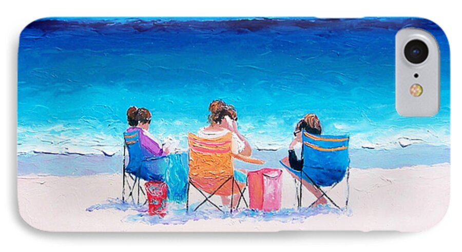 Beach iPhone 7 Case featuring the painting Beach Painting 'Girl friends' by Jan Matson #2 by Jan Matson