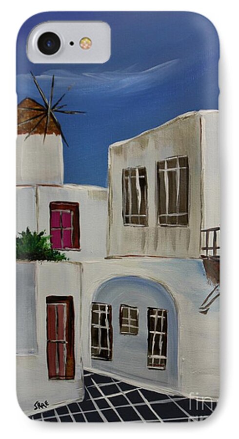 Greece iPhone 7 Case featuring the painting Greek Village by Janice Pariza