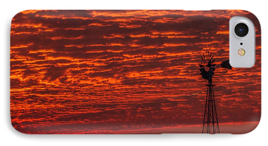 Kansas iPhone 7 Case featuring the photograph Sunset and Windmill #2 by Rob Graham