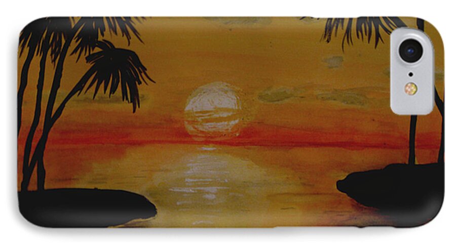 Island Painting iPhone 7 Case featuring the painting Tropical Sunset #2 by Kimber Butler