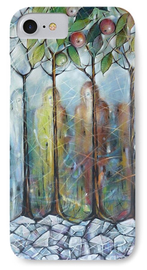 Winter iPhone 7 Case featuring the painting 4 Seasons On Ice 061110 by Selena Boron