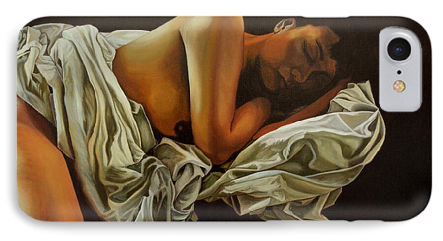 Semi-nude iPhone 7 Case featuring the painting 7 Am by Thu Nguyen