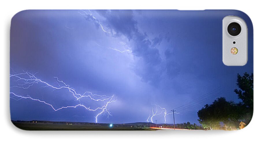Lightning iPhone 7 Case featuring the photograph 95th and Woodland Lightning Thunderstorm View by James BO Insogna