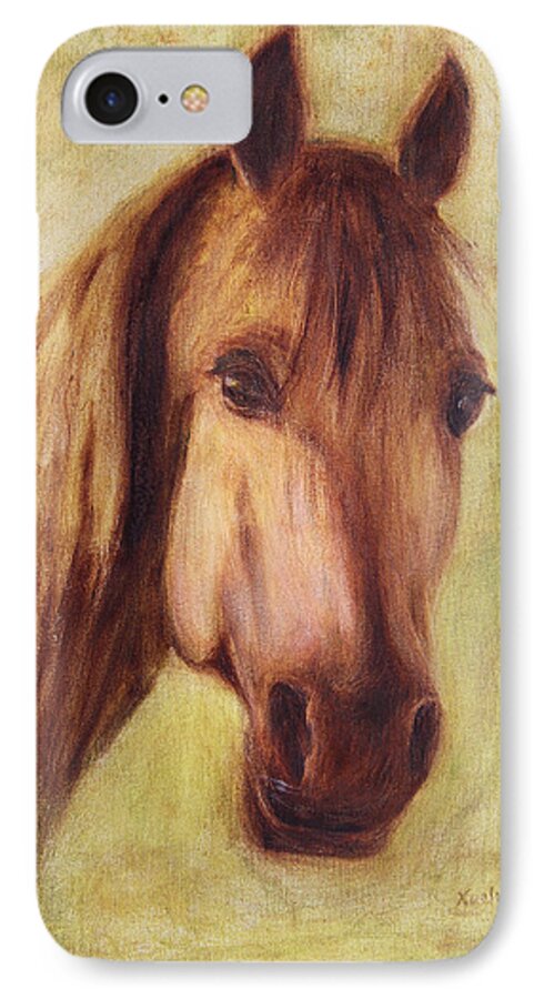 Portrait iPhone 7 Case featuring the painting A Fine Horse by Xueling Zou