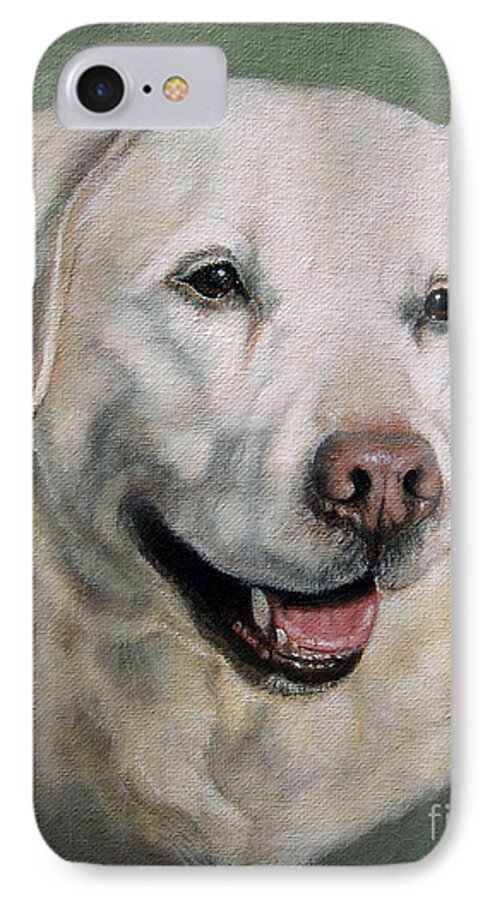 Dog iPhone 7 Case featuring the painting A Fine Old Lady Yellow Labrador Portrait by Amy Reges