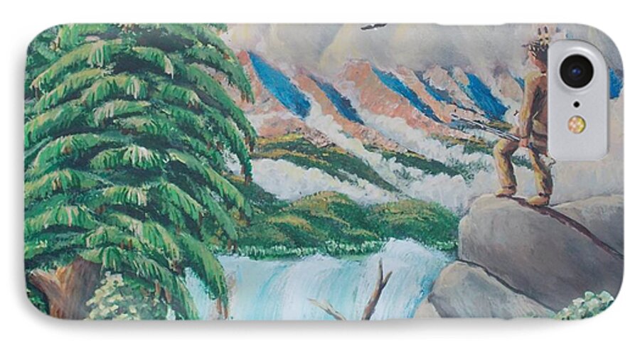 Land Scape Pitcher Indian American Eagle  iPhone 7 Case featuring the painting A free place by Carey MacDonald