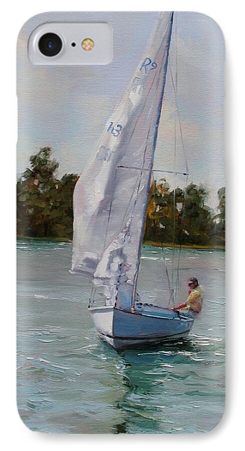Boating iPhone 7 Case featuring the painting A Gift of Memories on Rhodes19 by Laura Lee Zanghetti