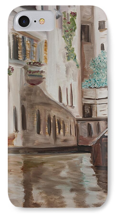 Waterscape iPhone 7 Case featuring the painting A Quiet Venice Canal by Chuck Gebhardt