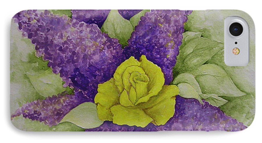 Flowers iPhone 7 Case featuring the painting A Rose Among The Lilacs by Catherine Howley