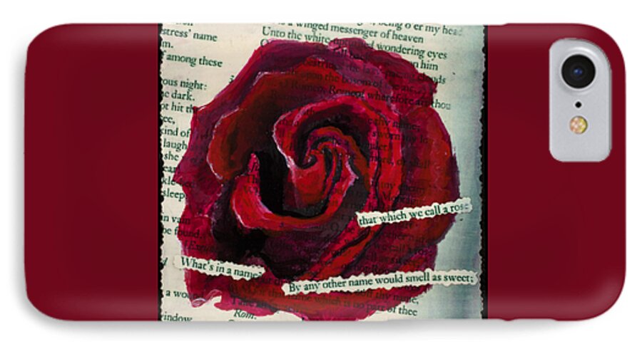 Rose iPhone 7 Case featuring the painting A Rose by Any Other Name by Mary Benke
