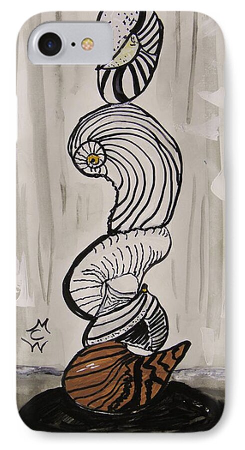 A Sculpture Of Sea Shells iPhone 7 Case featuring the painting A Sculpture of Sea Shells by Mary Carol Williams