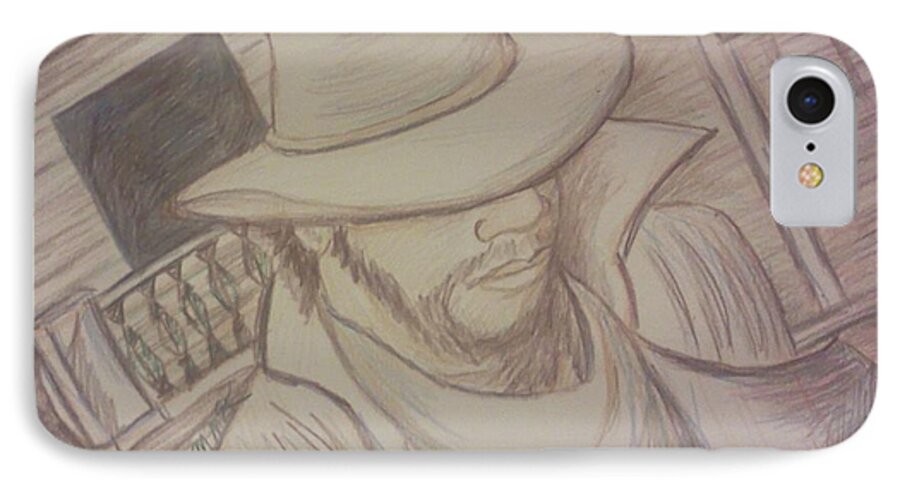 Cowboys iPhone 7 Case featuring the drawing A Walk in an Old Town by Christy Saunders Church