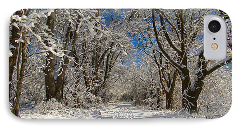 A Winter Road iPhone 7 Case featuring the photograph A Winter Road by Raymond Salani III