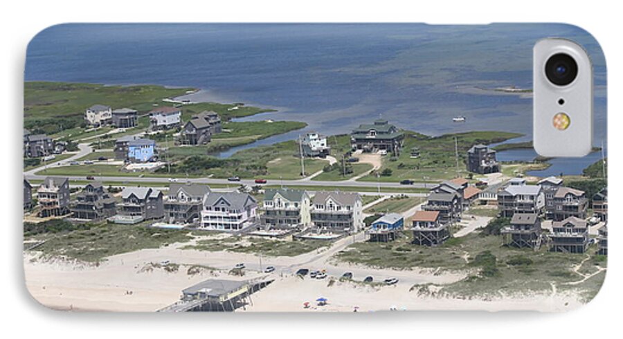 Aerial View Outer Banks iPhone 7 Case featuring the photograph Aerial Frisco Pier 2 by Cathy Lindsey